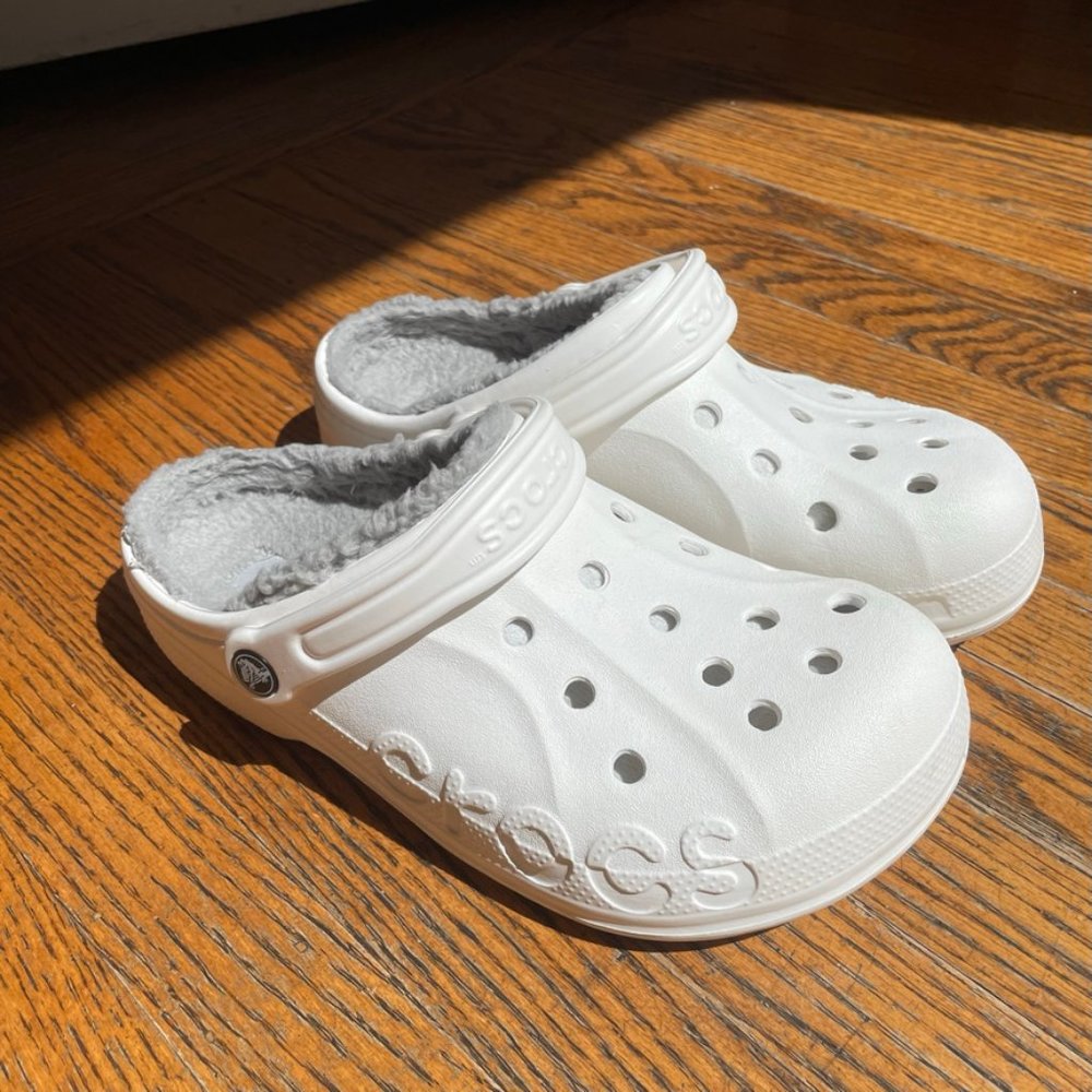 Crocs Classic Fuzz-Lined Clog In White - image 4